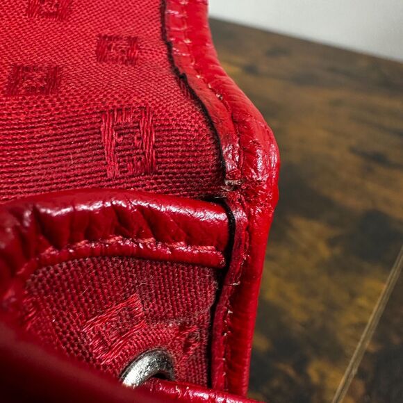 Fendi Red Monogram Logo Pattern Square Shoulder Bag Crossbody Purse Made In Ital - Picture 15 of 16